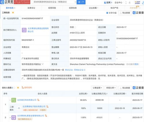 賽微電子投資4億在深圳設立科技合伙公司，拓展社會經濟咨詢服務